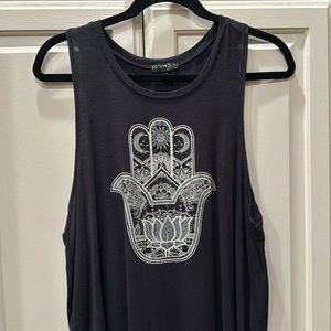 Graphic Tank Top Sleeveless Hamsa hand Lotus Yoga Long length Star Moon XXL Jr